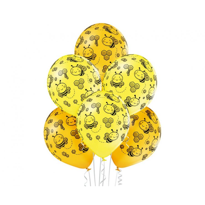 Latex balloons bees 6pcs, 30cm