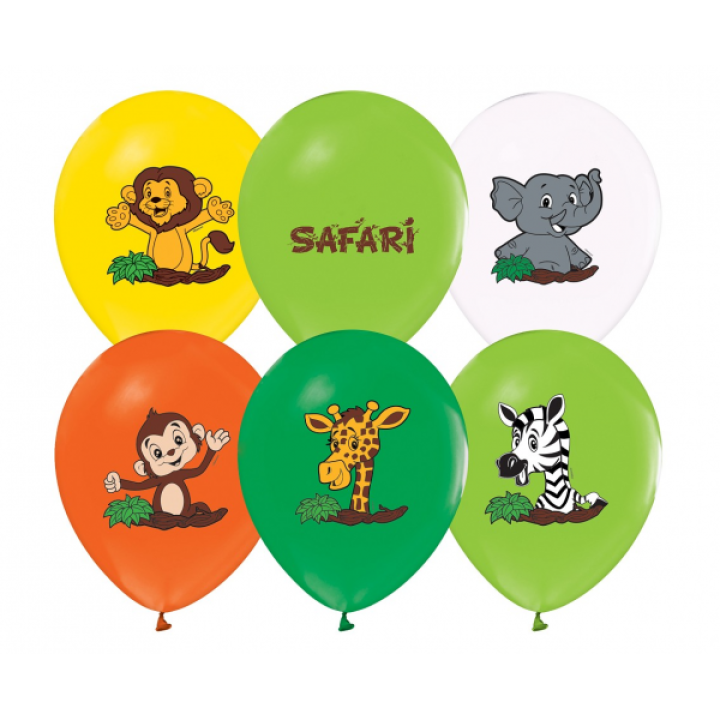 Safari Animals Balloons , 5pcs, 30cm.