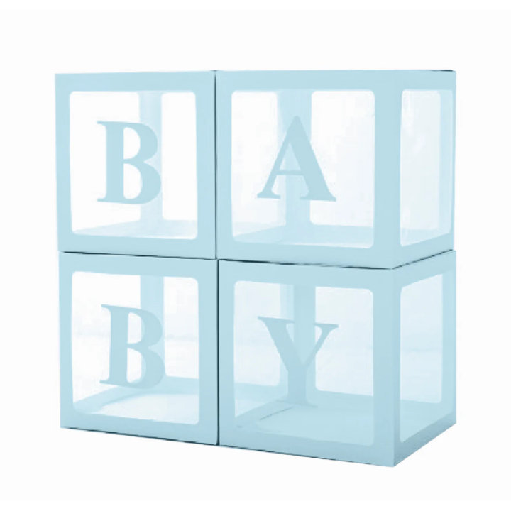 Μπλε Κουτιά ''Baby'' για μπαλόνια 4τμχ.