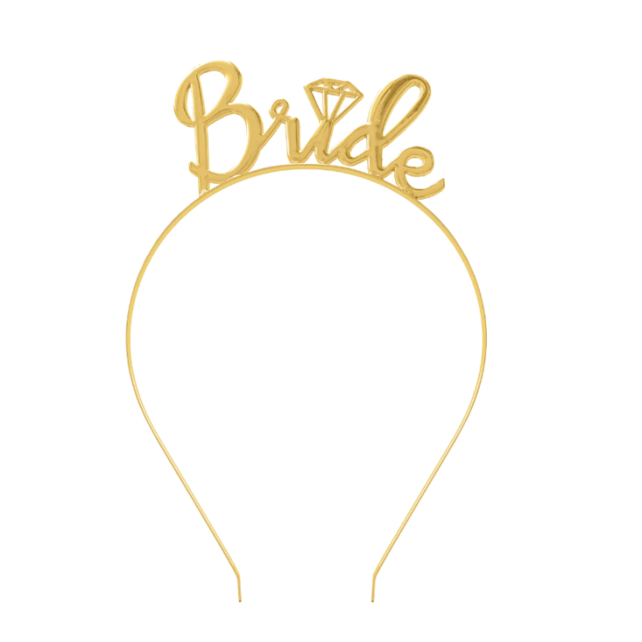 Metallic gold headband ''Bride''.