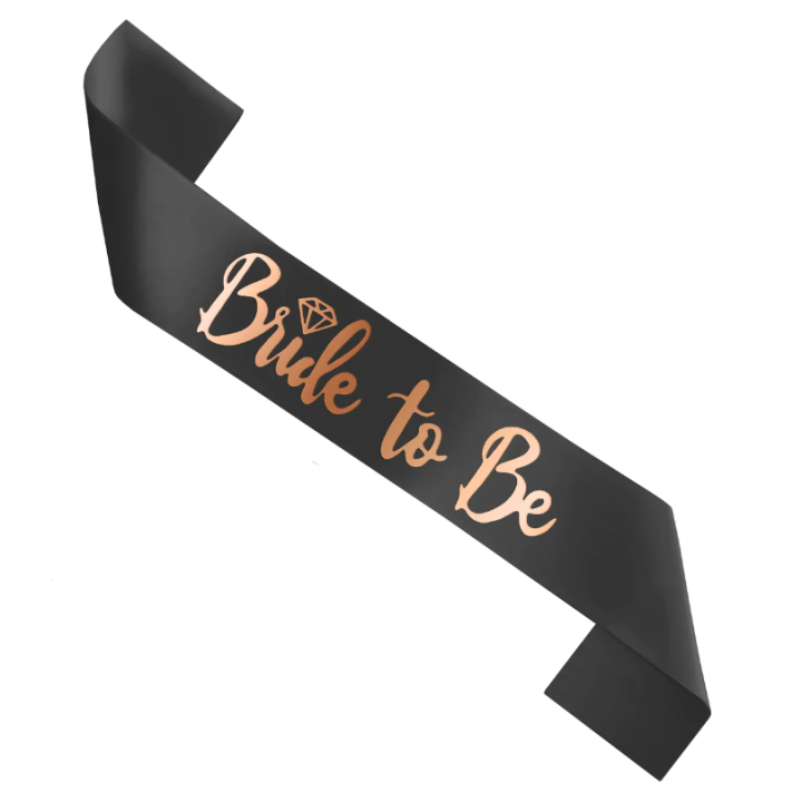 Ribbon ''Bride to be'' black with rose gold.
