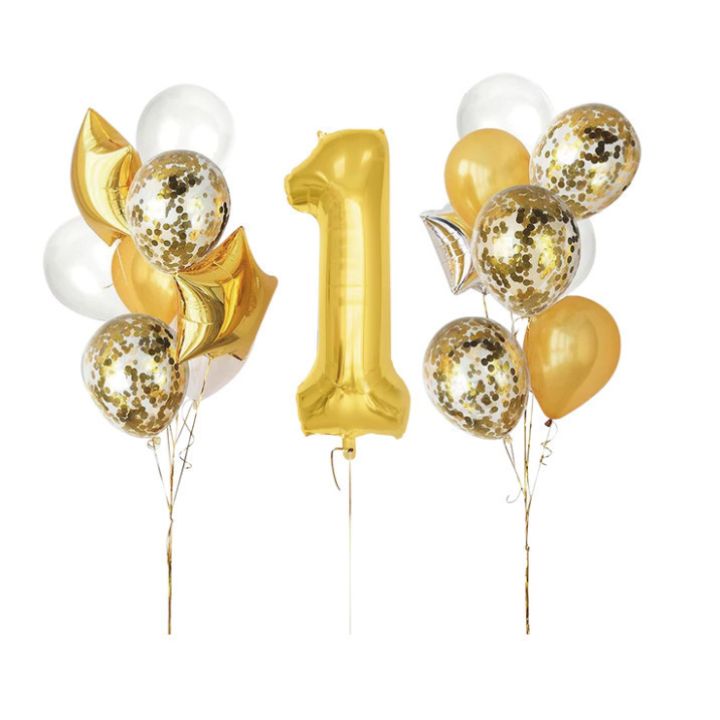 Σετ Μπαλόνια Πρώτα Γενέθλια Χρυσό 19τμχ
