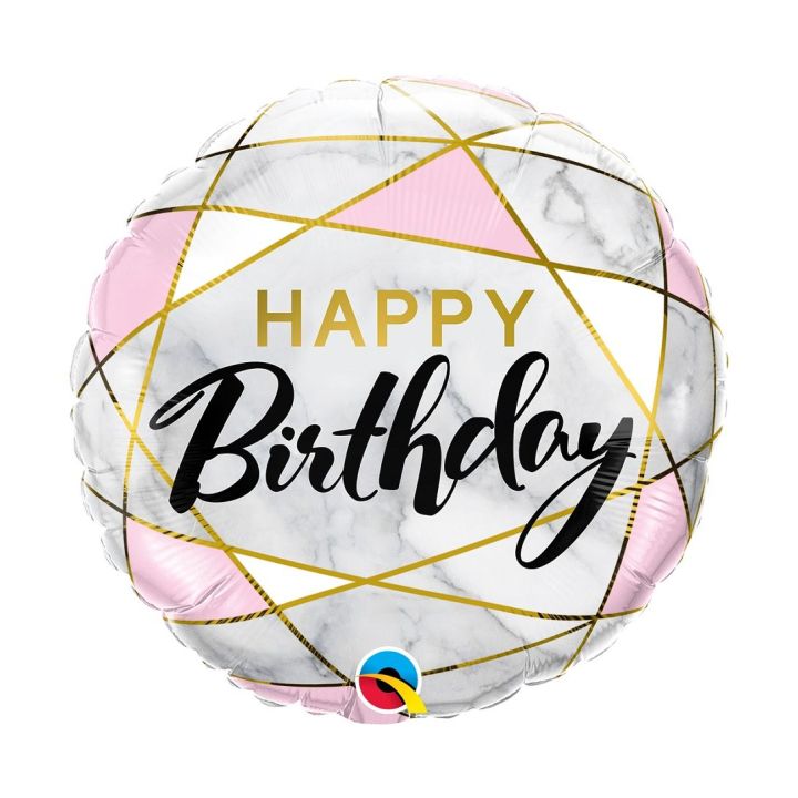 Foil balloon ''Happy Birthday''  marble effect 46cm