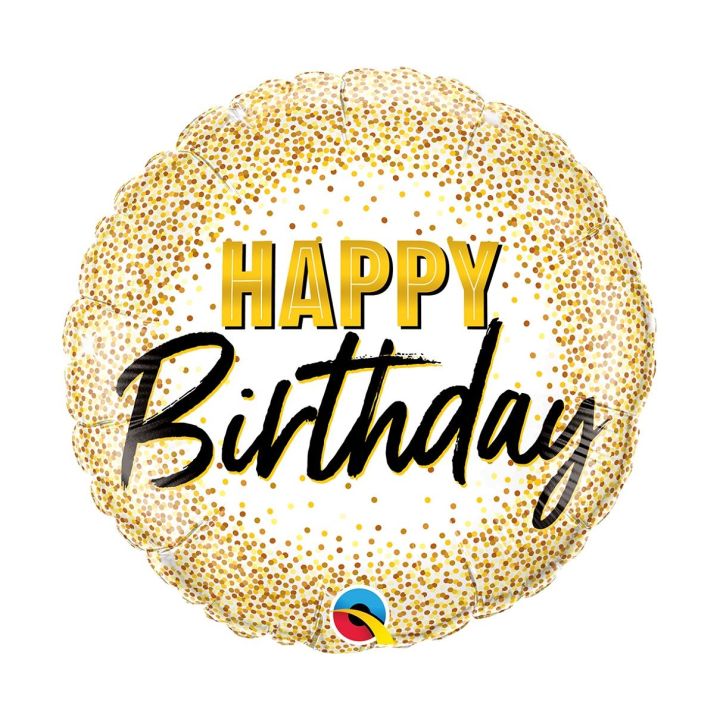 Μπαλόνι Φοιλ ''Happy Birthday'' με χρυσό glitter 46εκ