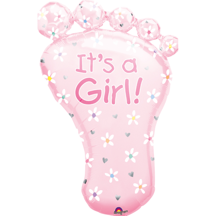 Foil balloon foot ''It's a girl'' 44cm