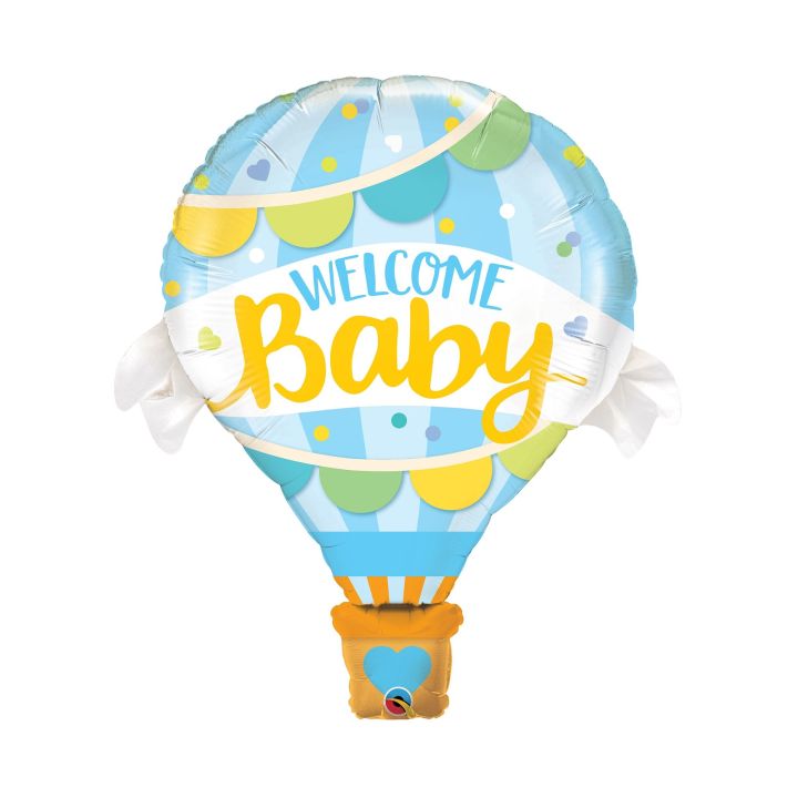 Foil hot-air balloon ''Welcome baby'' for boy 107cm