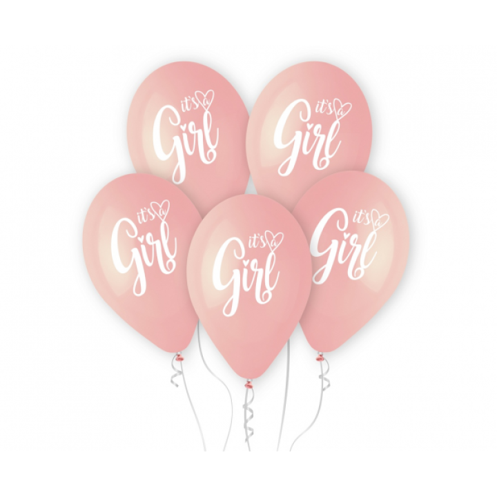 Μπαλόνια λάτεξ ''Its a girl'' 5τμχ, 33εκ