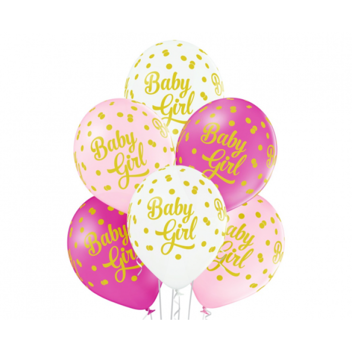 Latex balloons ''Baby girl'' 6pcs, 30cm.