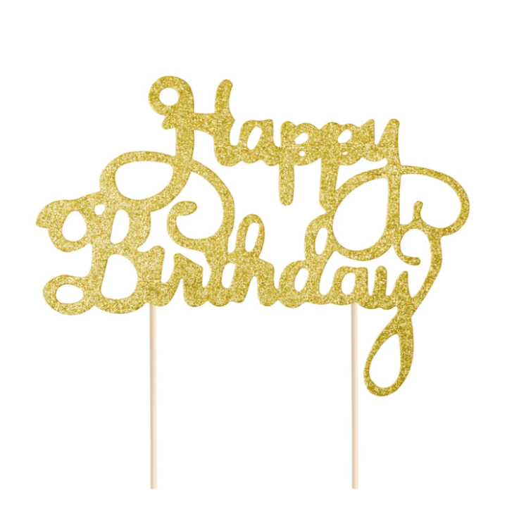 Cake Topper ''Happy birthday'' gold.