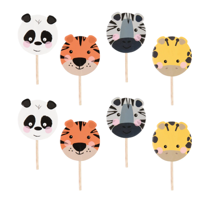 Cake toppers jungle animals 8pcs.