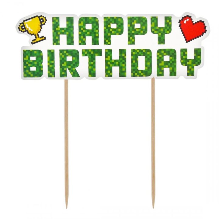 Cake topper ''happy birthday'' Minecraft