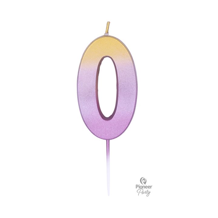 Κεράκι Γενεθλίων Ροζ- Χρυσό Ombre Αριθμός ''0''.