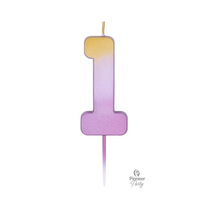 Ombre Rose Gold Candle Number ''1''.