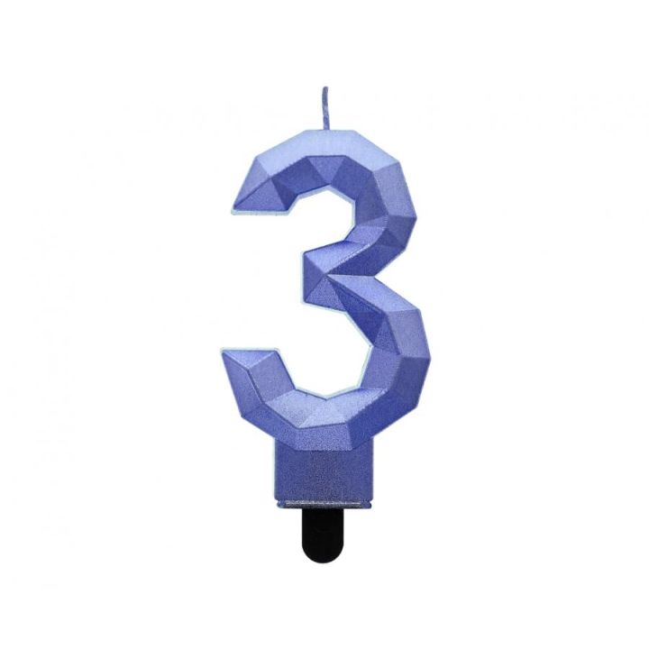 Blue Birthday Candle Number ''3''.