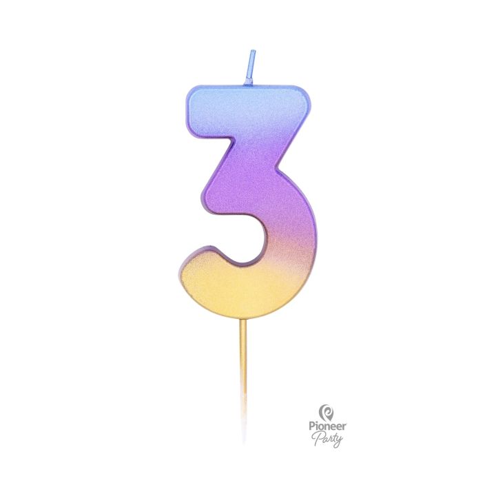 Κεράκι Γενεθλίων Rainbow Όμπρε Αριθμός ''3''.