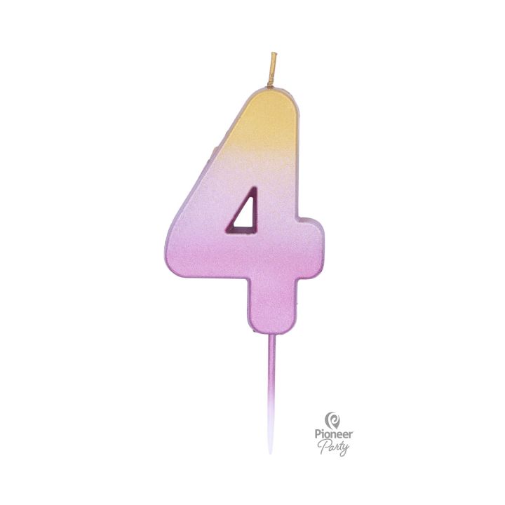 Κεράκι Γενεθλίων Ροζ- Χρυσό Ombre Αριθμός ''4''.