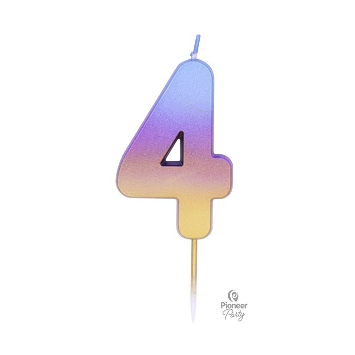 Ombre Rainbow Candle Number ''4''.