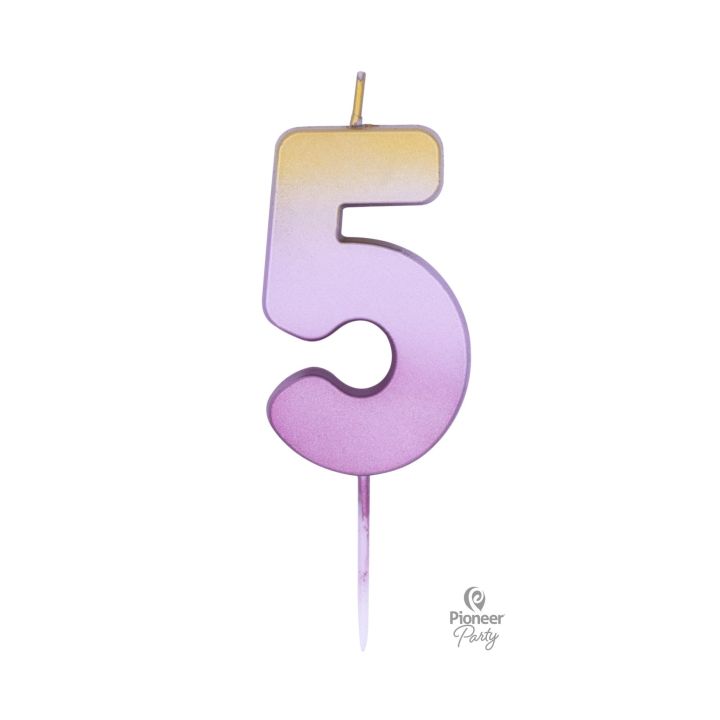 Κεράκι Γενεθλίων Ροζ- Χρυσό Ombre Αριθμός ''5''.