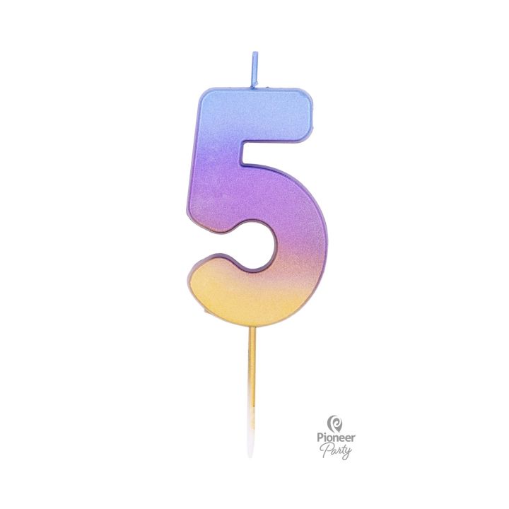 Κεράκι Γενεθλίων Rainbow Όμπρε Αριθμός ''5''.