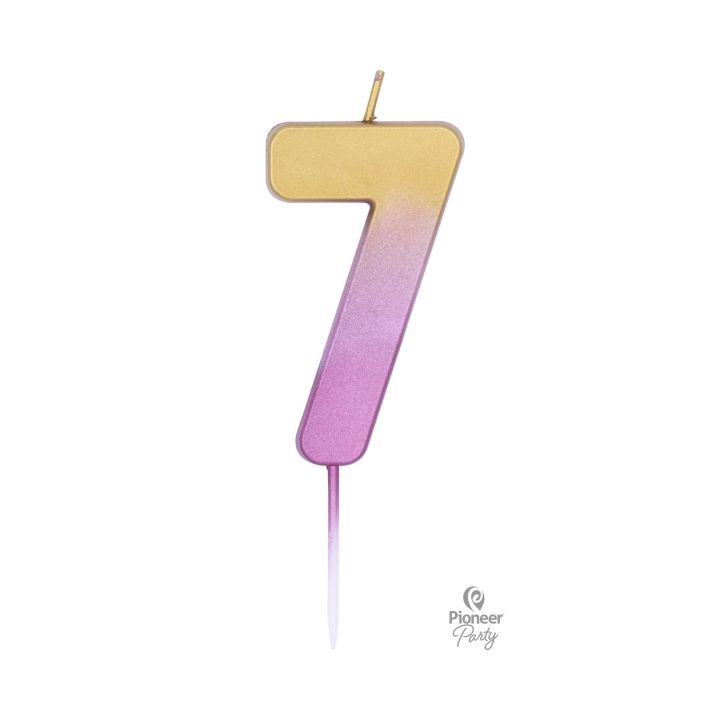 Κεράκι Γενεθλίων Ροζ- Χρυσό Ombre Αριθμός ''7''.