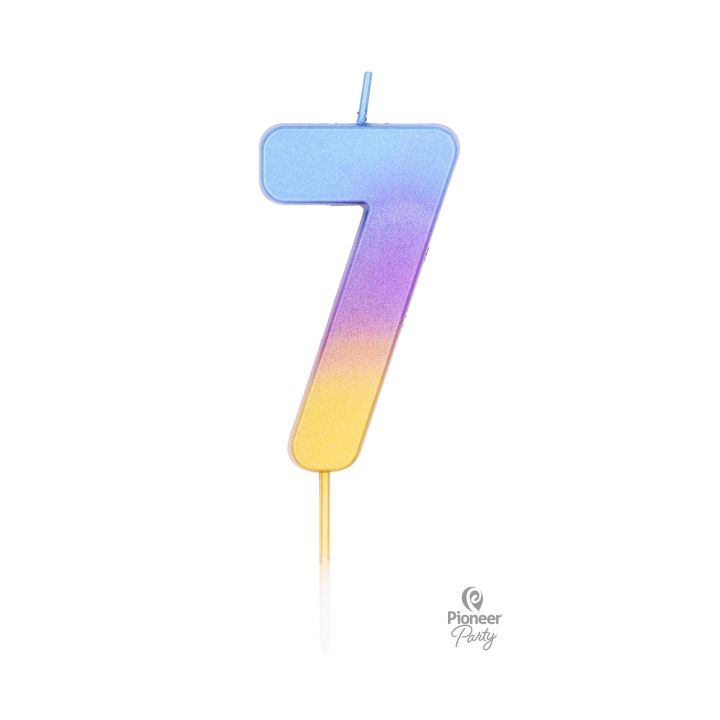 Κεράκι Γενεθλίων Rainbow Όμπρε Αριθμός ''7''.