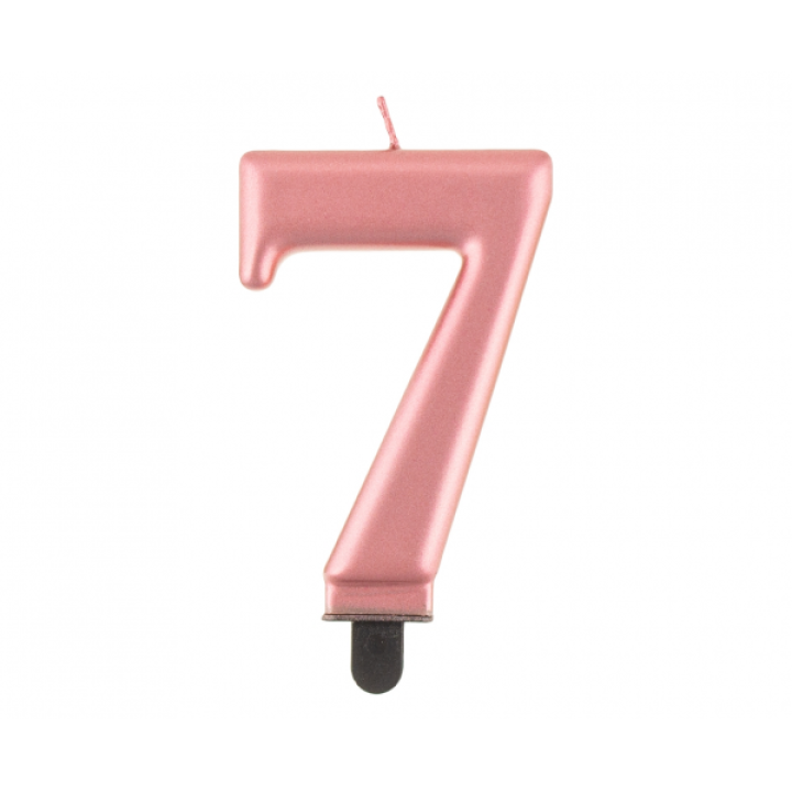 Κεράκι Γενεθλίων Ροζ- Χρυσό  Αριθμός ''7''. 8εκ.
