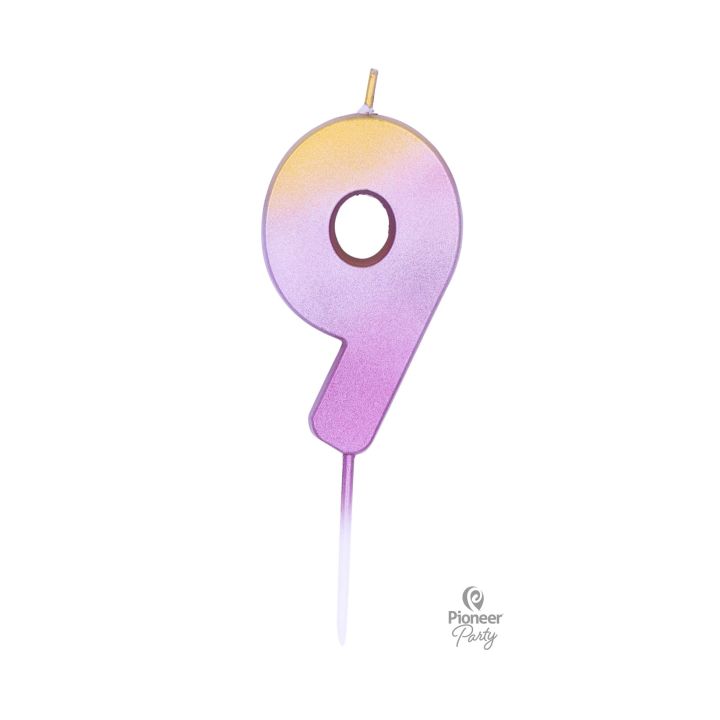 Ombre Rose Gold Candle Number ''9''.