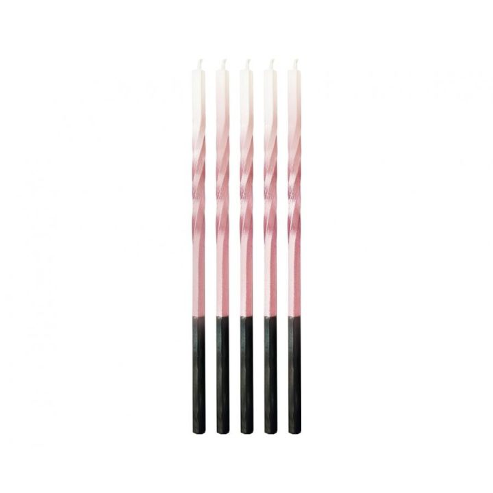 Ombre Pink and White Candles 5pcs.