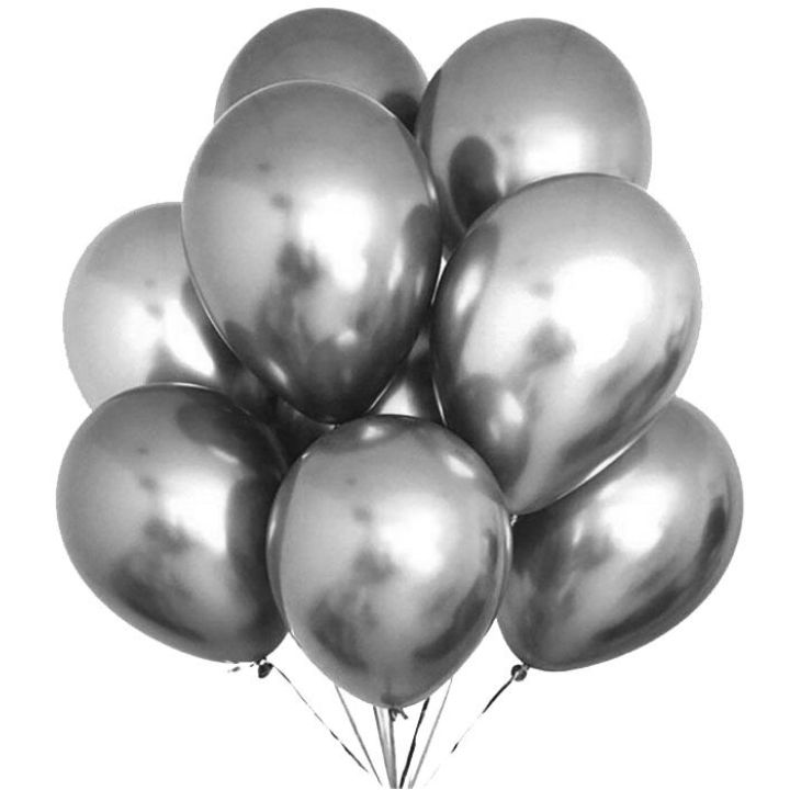 Μπαλόνια λάτεξ ασημί μεταλλικό, 10τμχ, 30εκ