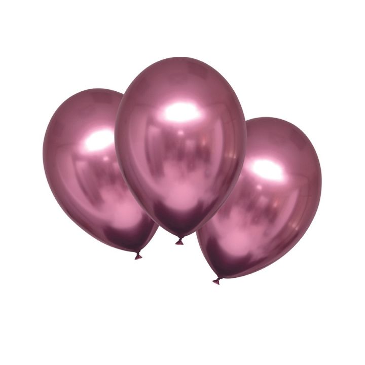 Μπαλόνια λάτεξ ροζ φλαμίνγκο μεταλλικό, 10τμχ, 30εκ