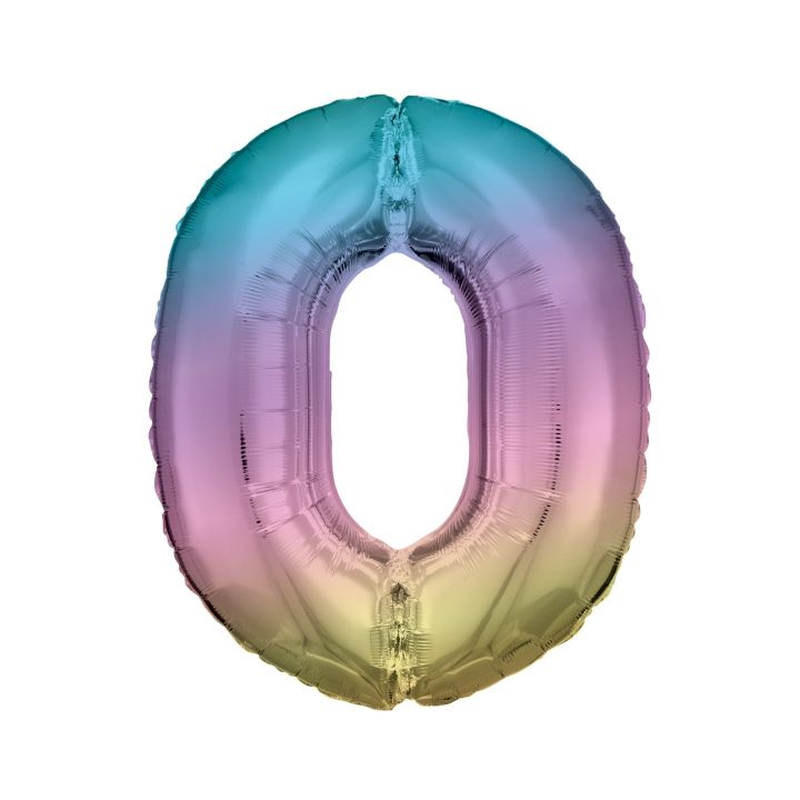 Foil number ''0'' rainbow 86cm