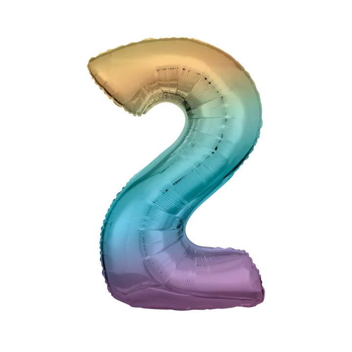 Foil number ''2'' rainbow 86cm