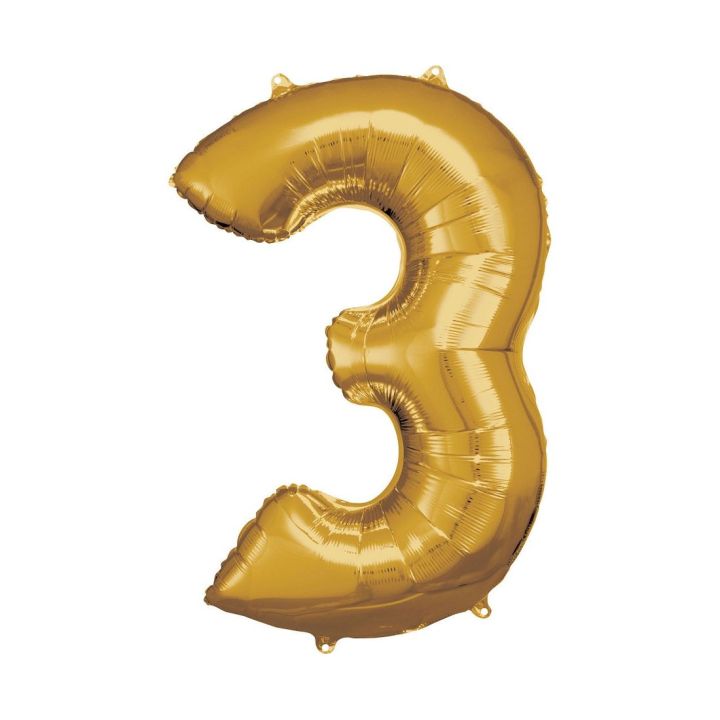 Αριθμός ''3'' Μπαλόνι Χρυσό 86εκ