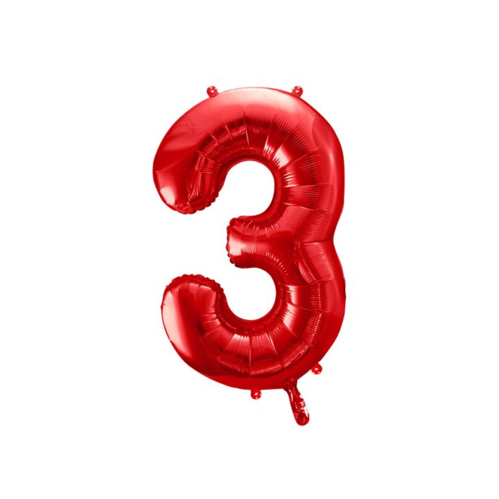 Αριθμός ''3'' Μπαλόνι Κόκκινο  86εκ.