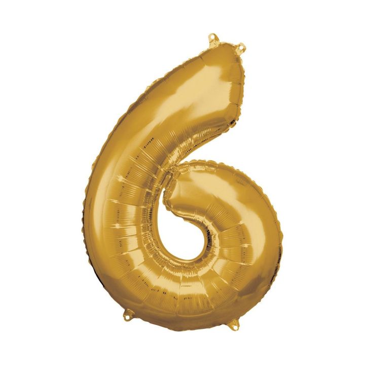 Αριθμός ''6'' Μπαλόνι Χρυσό 86εκ