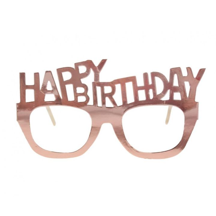 Happy Birthday Paper Glasses Rose Gold 4pcs.