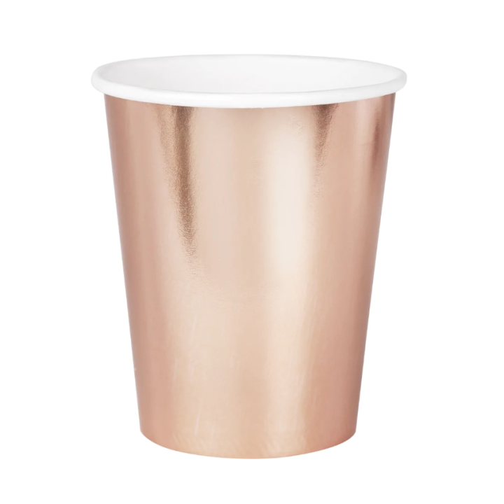Χάρτινα ποτήρια ροζ χρυσό 6τμχ.