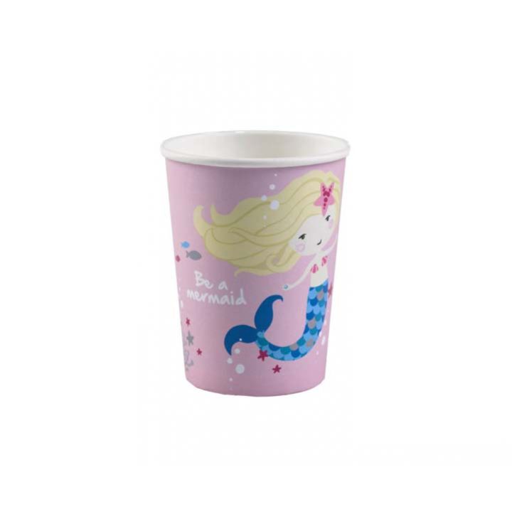 Paper Cups Pink Mermaid 250ml. 8pcs.