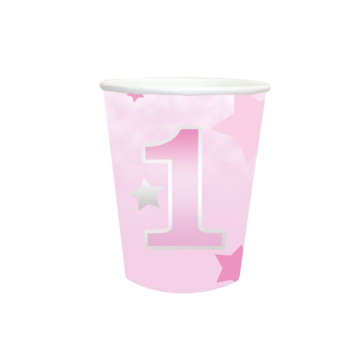 Paper Cups First Birthday Girl 250ml.6pcs