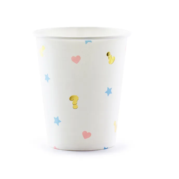 Paper cups for gender reveal 200ml, 6pcs.
