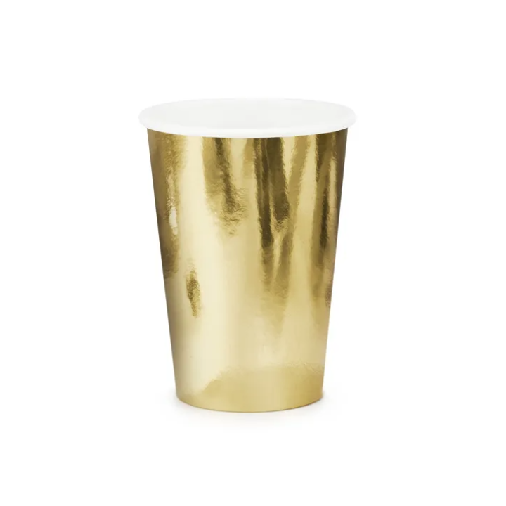 Paper Cups Gold 220ml 6 pcs