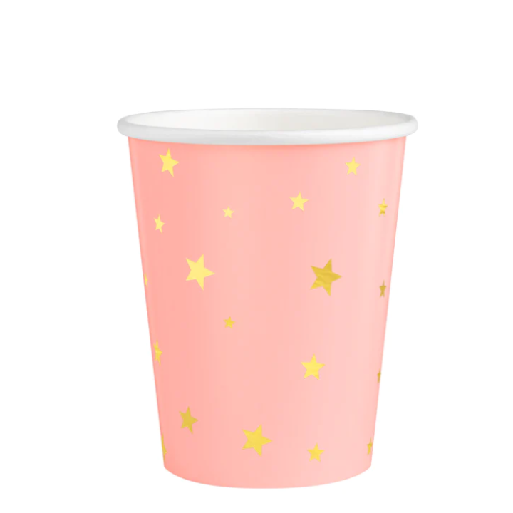 Paper Cups With Golden Stars 220ml 6 pcs