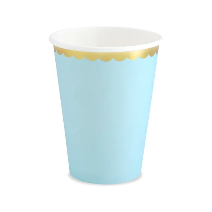 Light Blue Paper Cups 6pcs, 220ml.