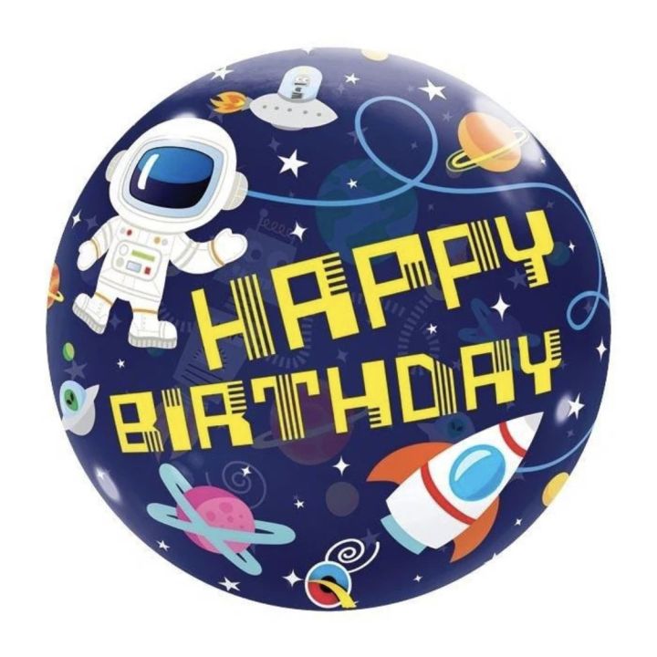 Space Bubble Balloon '' Happy Birthday'' 56c