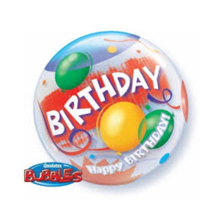 Double Side bubble balloon 'Happy Birthday'' 56cm