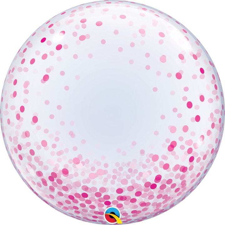 Bubble balloon with pink confetti 61cm