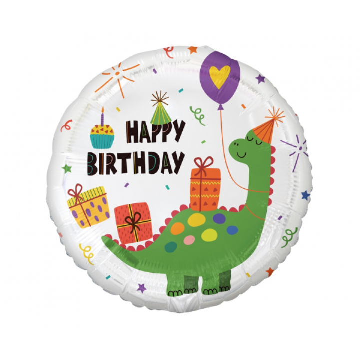 Foil Balloon '' Happy Birthday'' Dinosaur 45cm