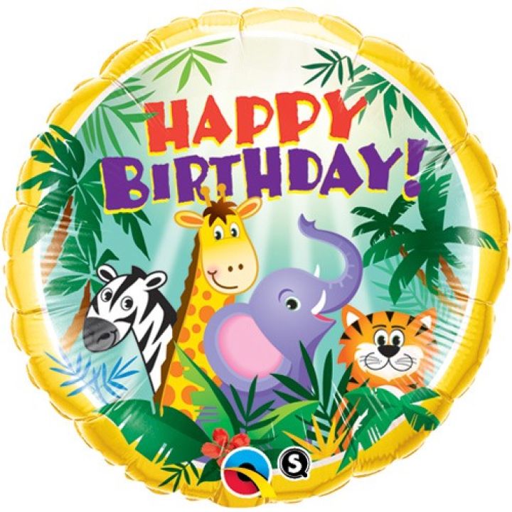 Μπαλόνι Foil Ζωάκια Ζούγκλας ''Happy Birthday'' 46εκ.