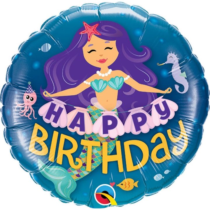 Foil Balloon Mermaid ''Happy Birthday'' 46cm.