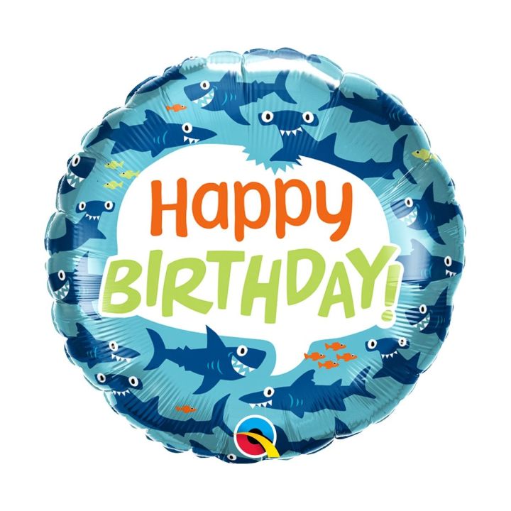 Foil Ballon Sharks ''Happy Birthday'' 46cm.